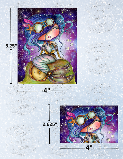 "SteamPunk Purple Seas Mermaid" by ©Sherri Baldy Decorative Diamond Painting Release Papers