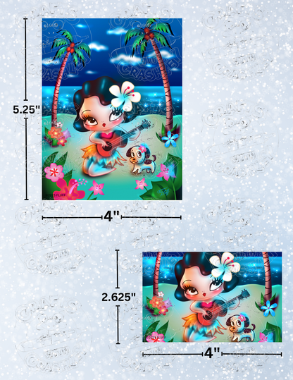 "Hula Lulu Night Scene" By ©Miss Fluff Decorative Diamond Painting Release Papers