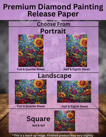 "Dragonflies & Flowers Stained Glass" by ©Peggy Collins Premium Accessories for Diamond Painting