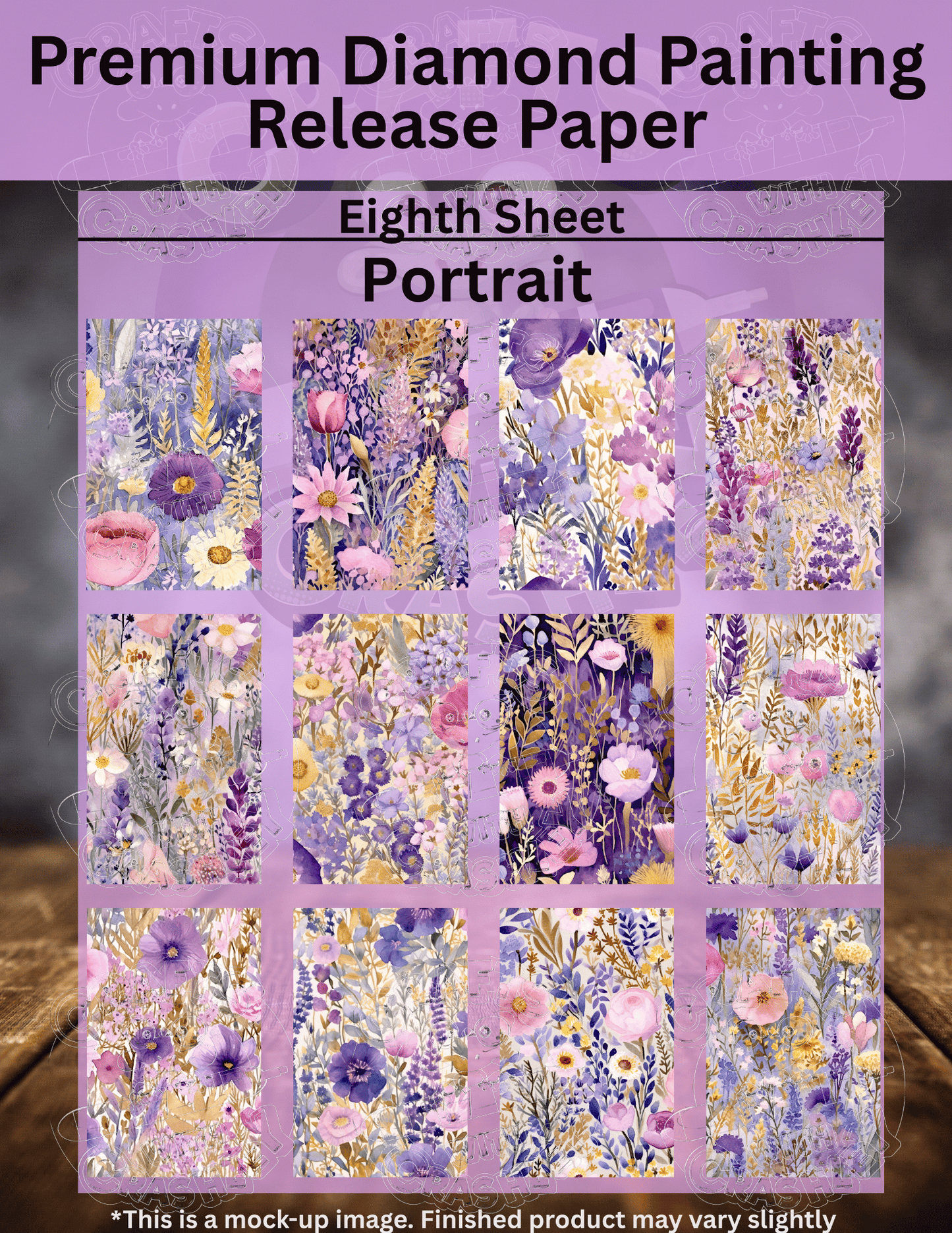 Periwinkle Purple Floral Combo Pack Premium Release Paper for Diamond Painting