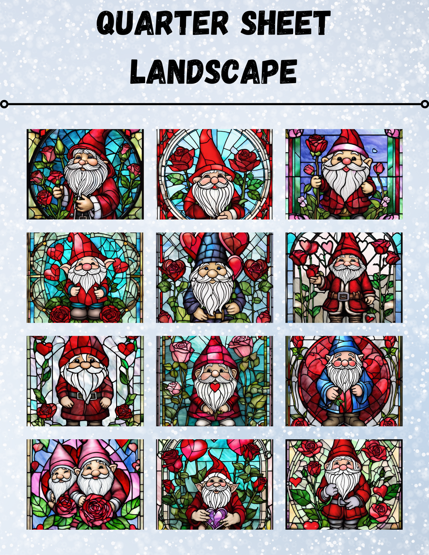 "Stained Glass Gnome Love" Decorative Diamond Painting Release Paper