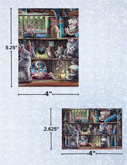 "Cat & Mouse Library" by ©Dakota Daetwiler Decorative Diamond Painting Release Papers