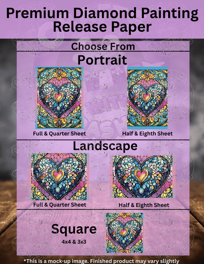 "Blue Stained Glass Heart" by ©T.S. Larking Premium Accessories for Diamond Painting