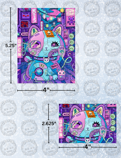 "Lucky Cat Cyber Punk" by ©Jeremiah Ketner Decorative Diamond Painting Release Papers