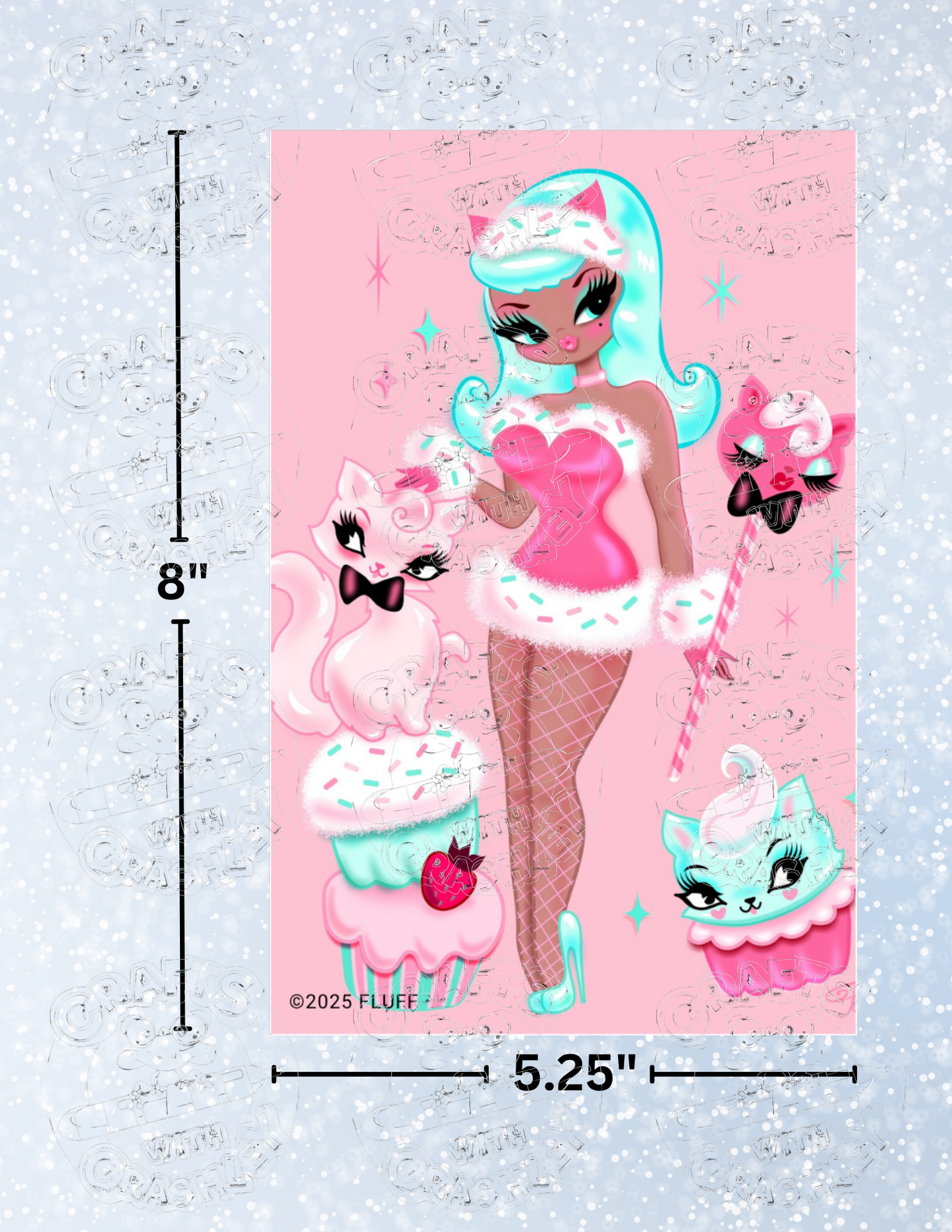 "Cupcake Doll with Kitty" by ©Miss Fluff Premium Decorative Release Papers for Diamond Painting