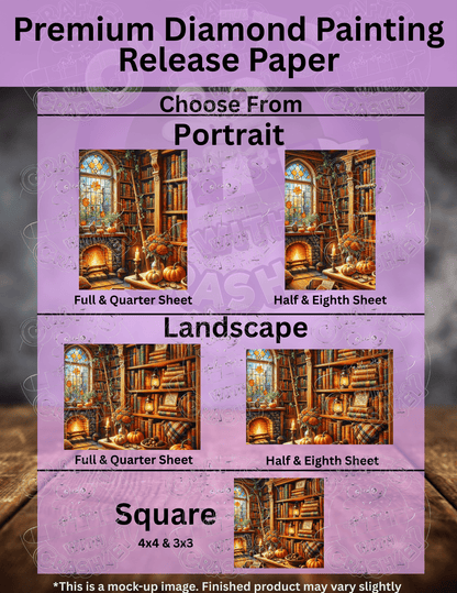 "Firelight Book Nook" Premium Accessories for Diamond Painting