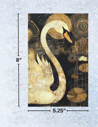 "Swan and Lotus Flowers" by ©Peggy Collins Premium Decorative Release Papers for Diamond Painting