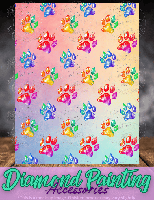 "Rainbow Paw Prints" Premium Accessories for Diamond Painting