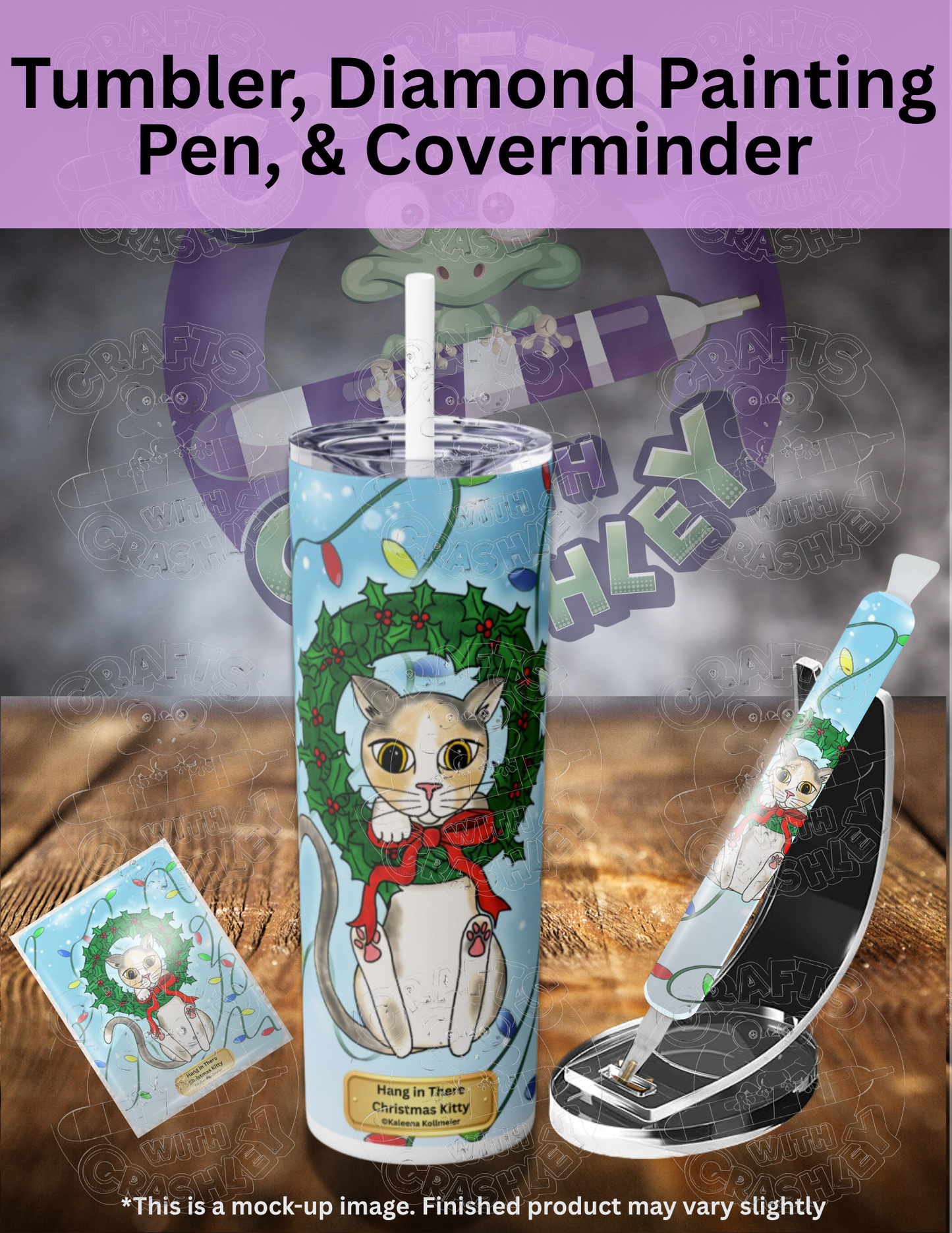 "Hang in There Christmas Kitty" by ©Kaleena Kollmeier Premium Accessories for Diamond Painting