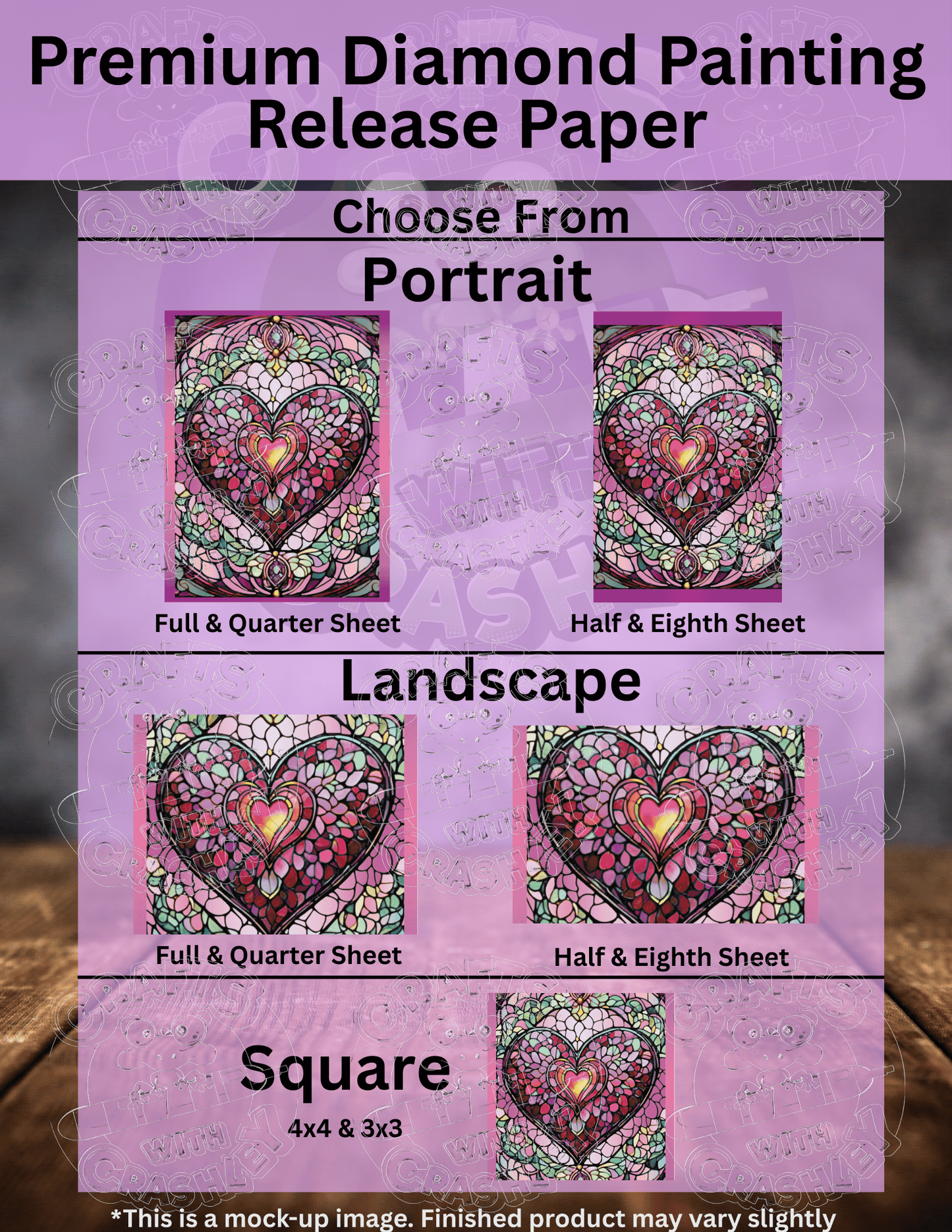 "Pink Stained Glass Heart" by ©T.S. Larking Premium Accessories for Diamond Painting