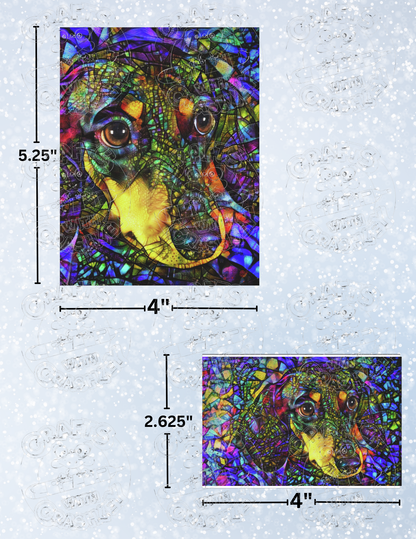 "Dixie the Stained Glass Dachshund" by ©Peggy Collins Decorative Diamond Painting Release Papers