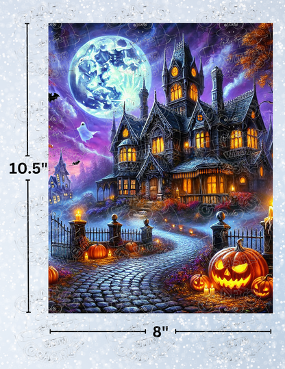 "Halloween Haunted House" by ©Claudia McKinney Premium Decorative Release Papers for Diamond Painting