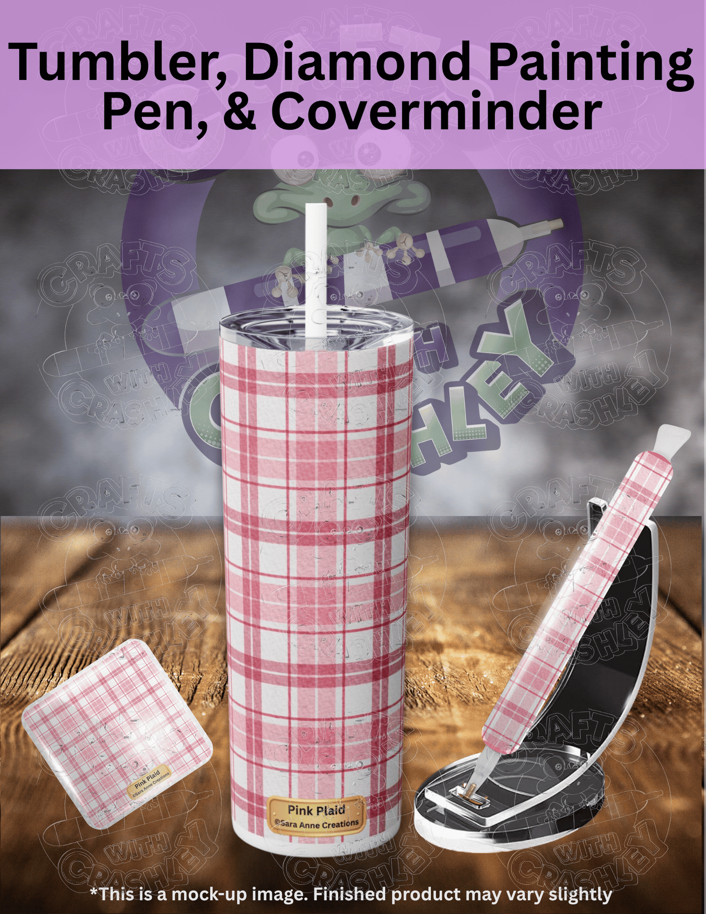 "Pink Plaid" by ©Sara Anne Creations Premium Accessories for Diamond Painting