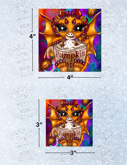 "Pumpkin Spice Dragon" by Emma Casey Decorative Diamond Painting Release Papers