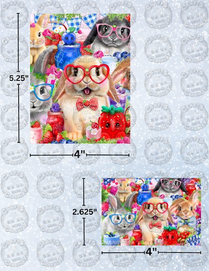 "Bunnies N Berries" by ©Sheena Pike Decorative Diamond Painting Release Papers