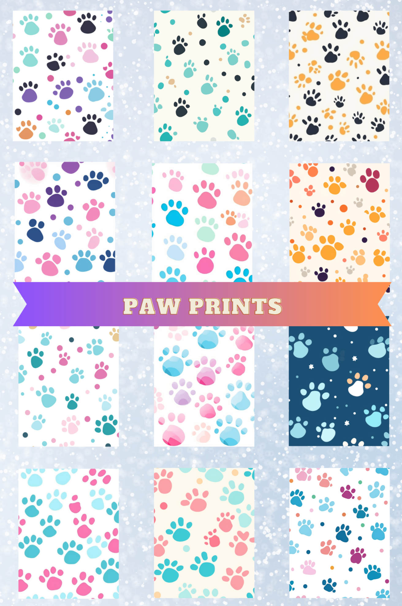 "Paw Prints" Premium Diamond Painting Release Papers