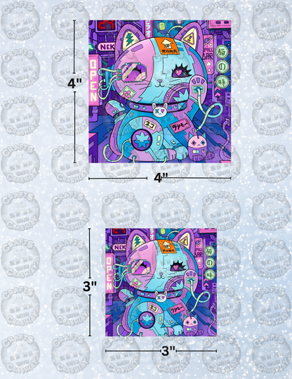 "Lucky Cat Cyber Punk" by ©Jeremiah Ketner Decorative Diamond Painting Release Papers
