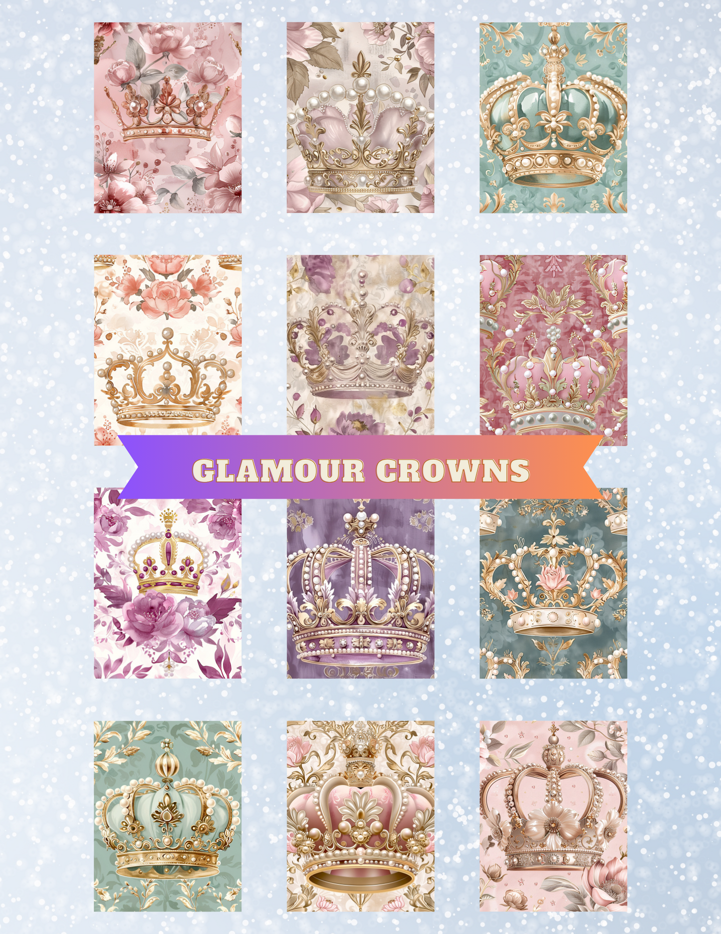 "Glamour Crowns" Premium Diamond Painting Release Papers