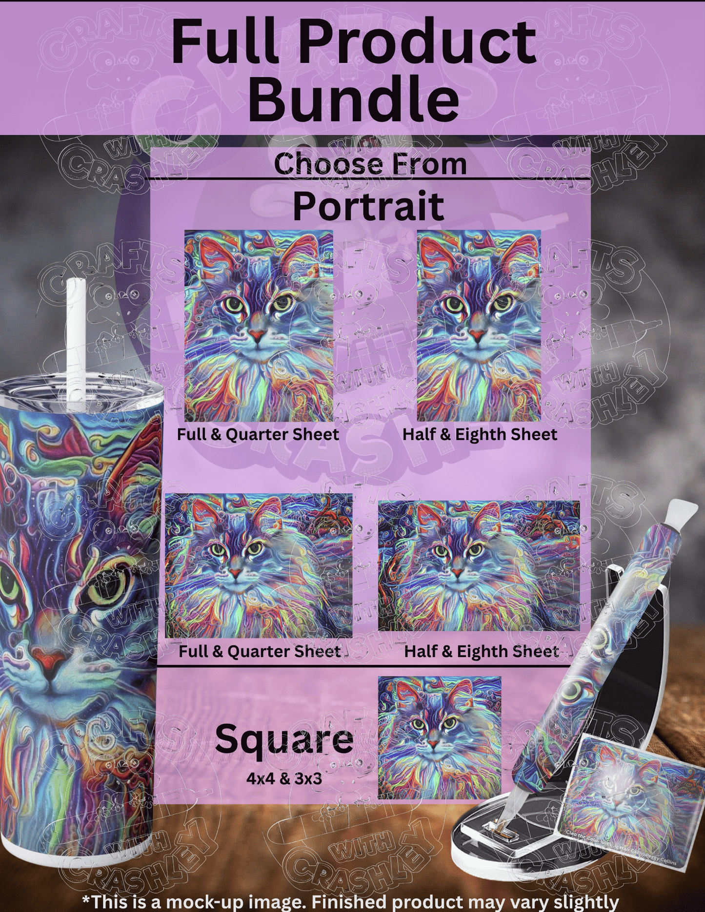 "Cleo the Colorful Long Hair Cat" by ©Peggy Collins Premium Accessories for Diamond Painting