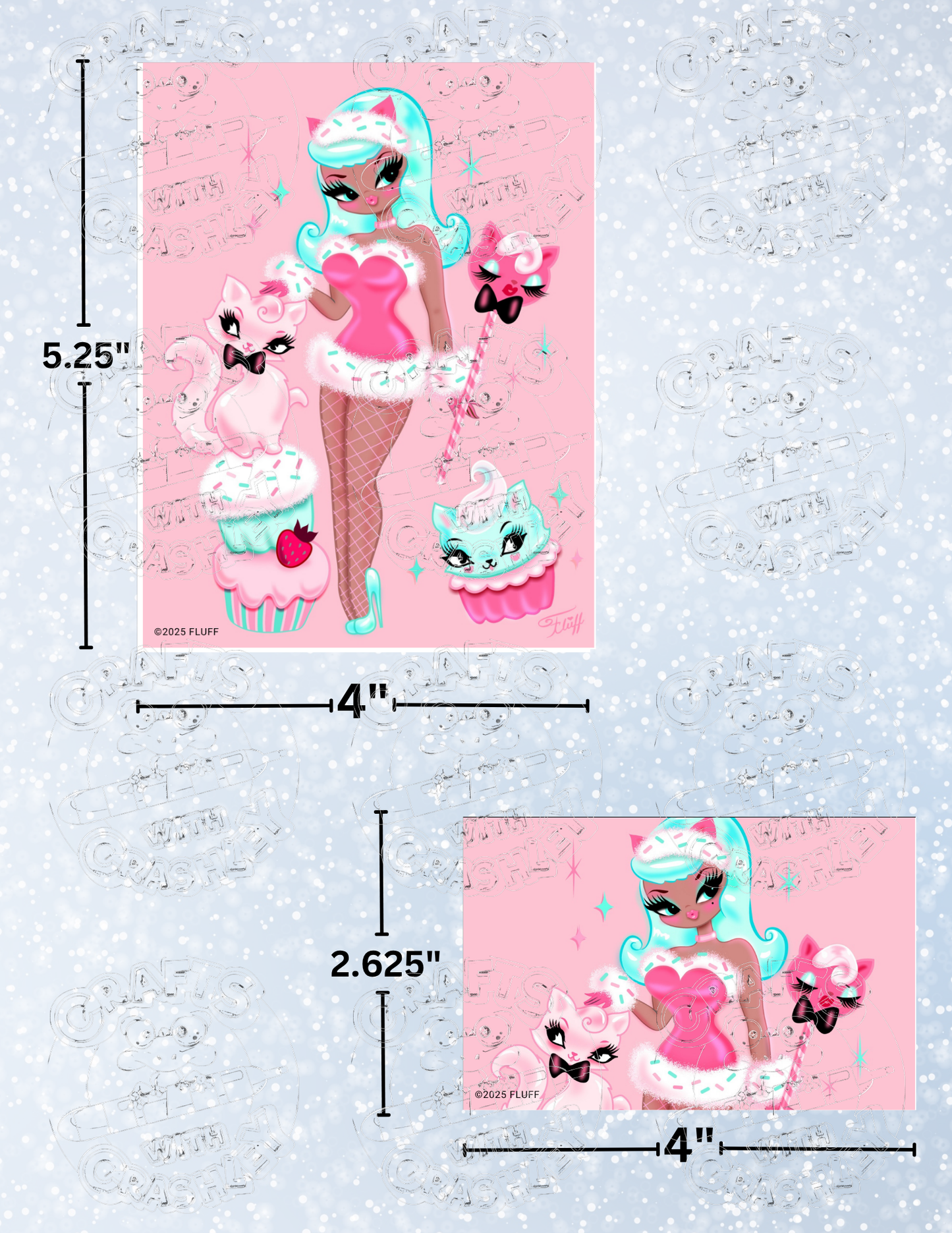 "Cupcake Doll with Kitty" by ©Miss Fluff Premium Decorative Release Papers for Diamond Painting