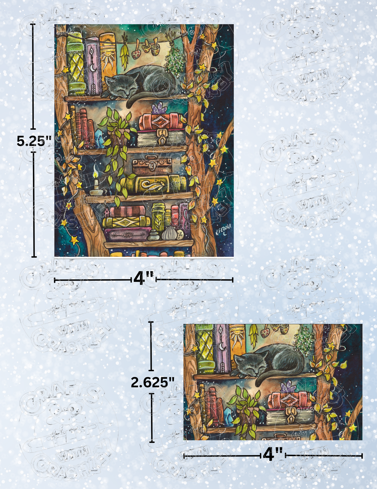 "Books N' Things" by ©Kat Fedora Premium Decorative Release Papers for Diamond Painting