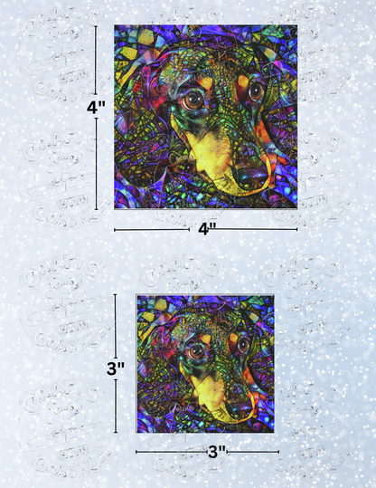 "Dixie the Stained Glass Dachshund" by ©Peggy Collins Decorative Diamond Painting Release Papers