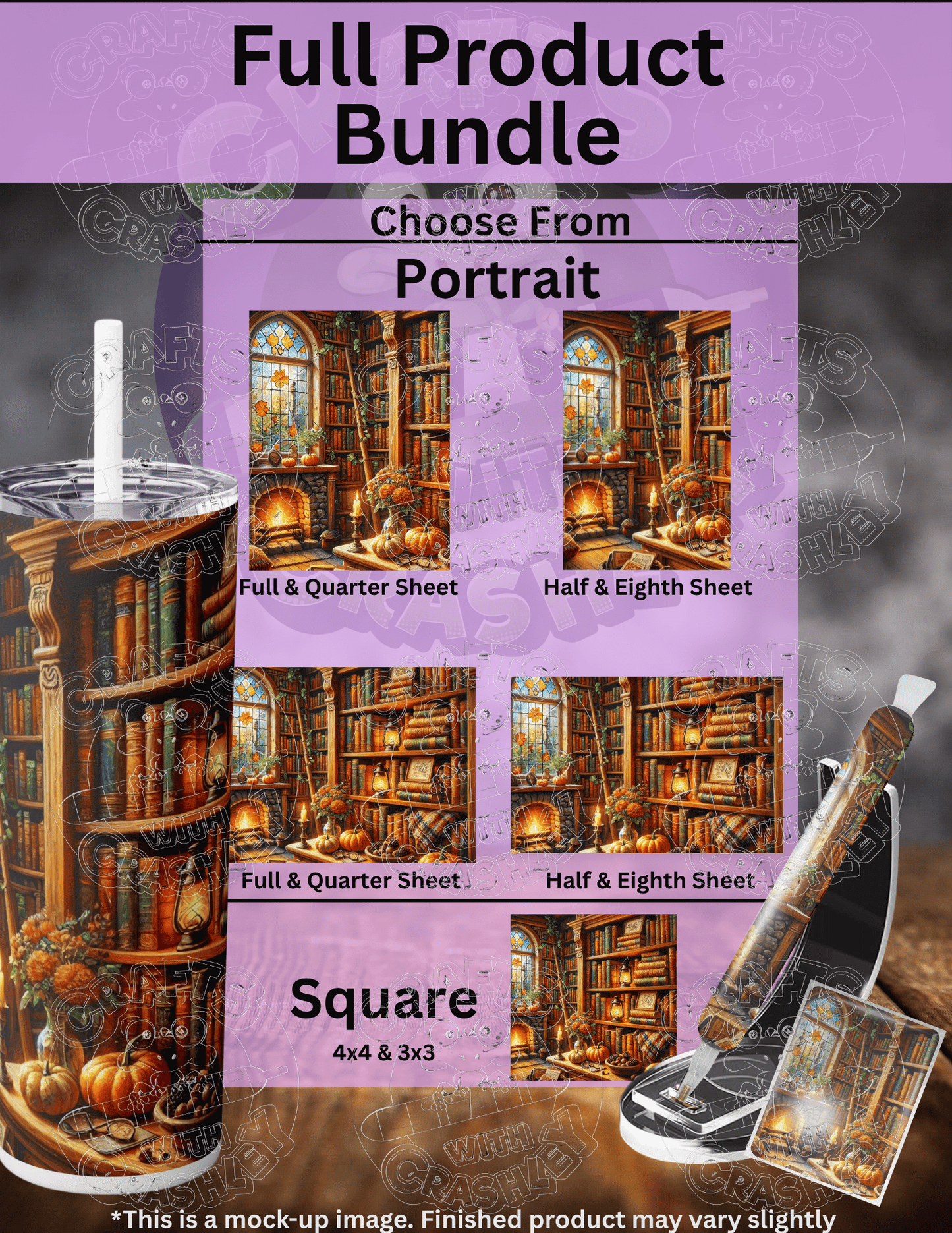 "Firelight Book Nook" Premium Accessories for Diamond Painting