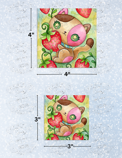 "Strawberry Kitty" by ©Jeremiah Ketner Decorative Diamond Painting Release Papers