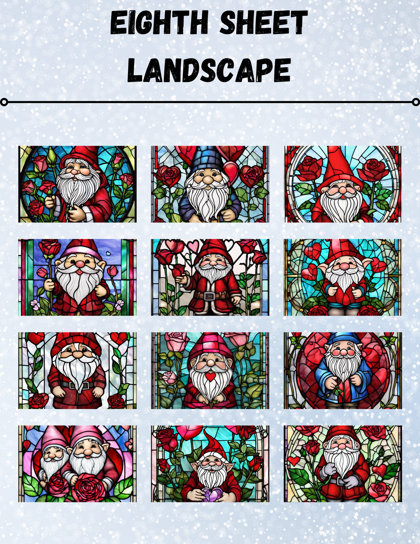 "Stained Glass Gnome Love" Decorative Diamond Painting Release Paper