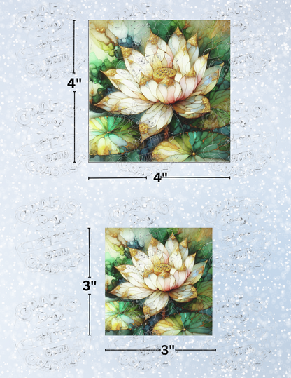 "White Lotus" by ©Peggy Collins Decorative Diamond Painting Release Papers