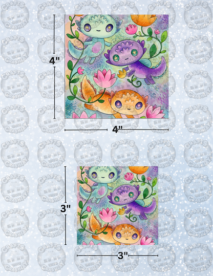 "Playful Axolotls" by ©Jeremiah Ketner Decorative Diamond Painting Release Papers