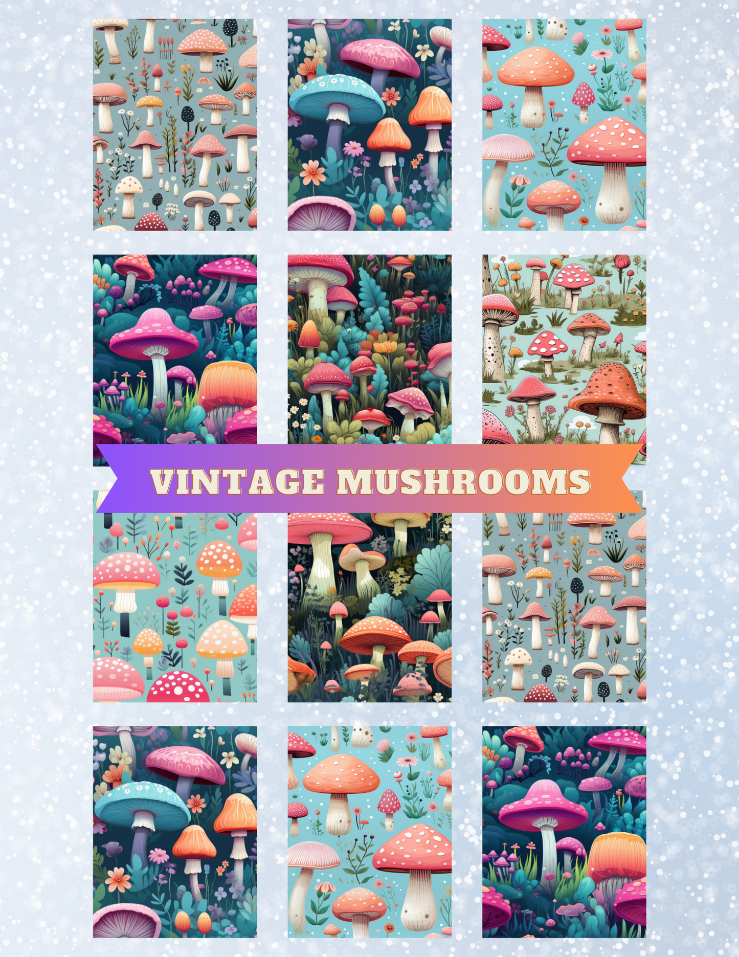 "Vintage Mushrooms" Premium Diamond Painting Release Papers