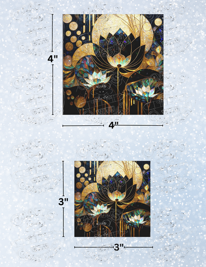 "Golden Lotus" by ©Peggy Collins Decorative Diamond Painting Release Papers