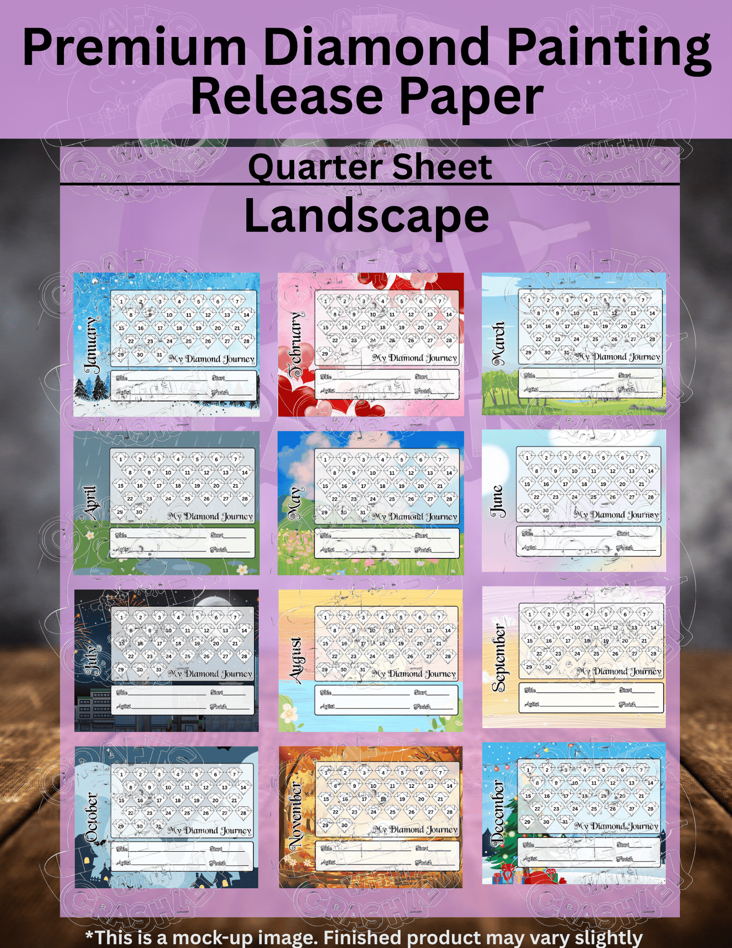 Monthly WIP Tracker Combo Pack Premium Release Paper for Diamond Painting