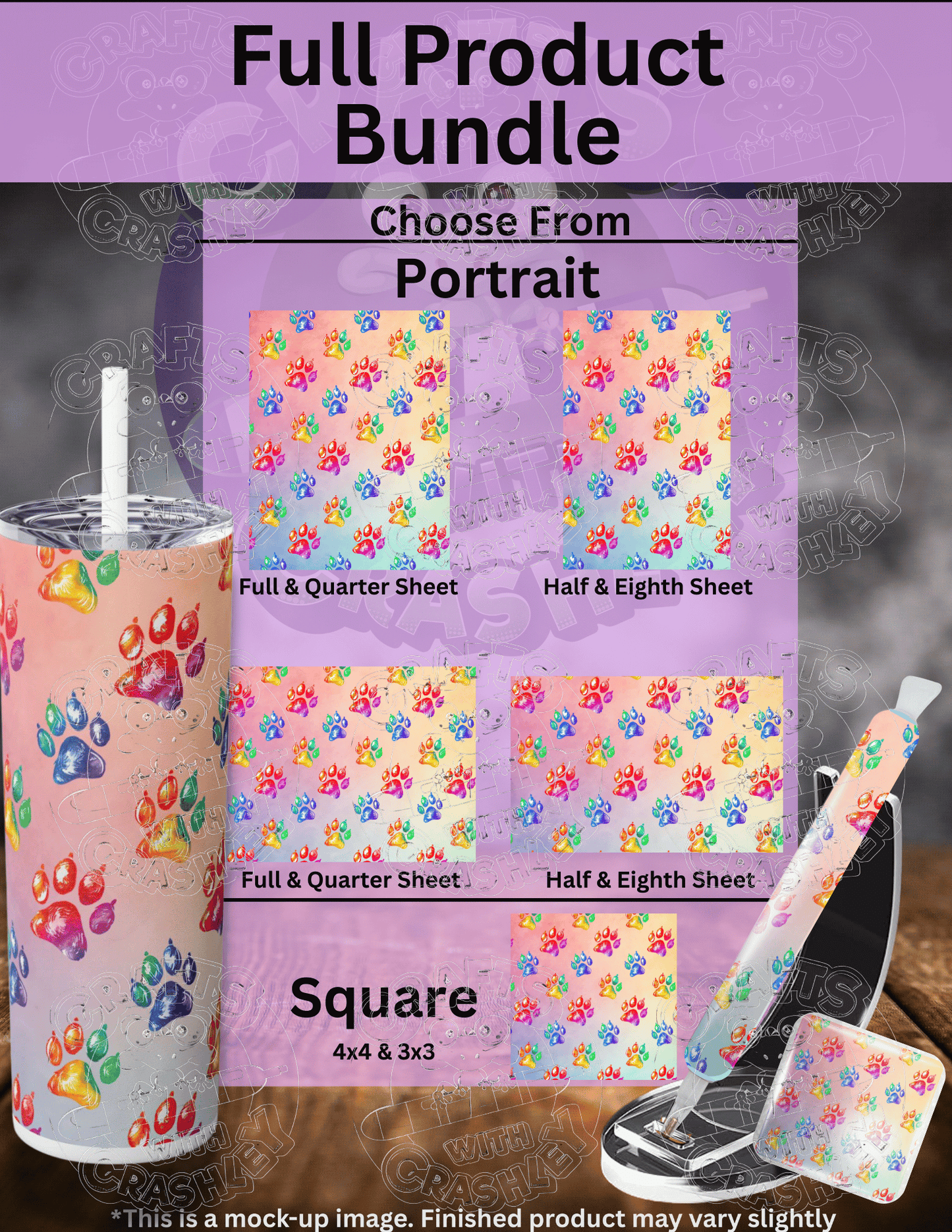 "Rainbow Paw Prints" Premium Accessories for Diamond Painting