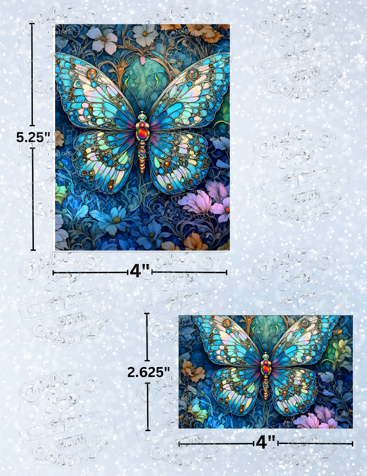 "Crystal Blue Butterfly" by ©T.S. Larking Premium Decorative Release Papers for Diamond Painting