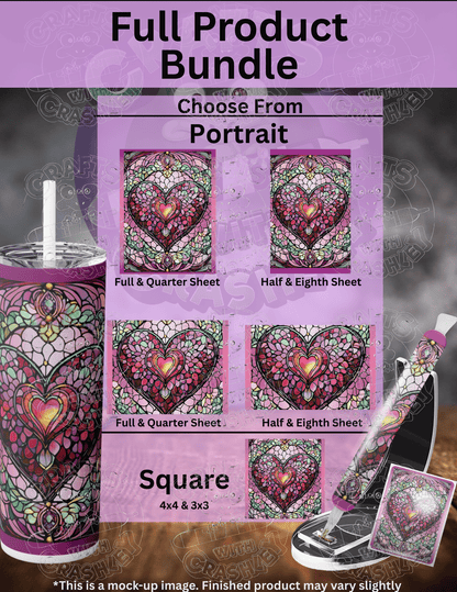 "Pink Stained Glass Heart" by ©T.S. Larking Premium Accessories for Diamond Painting