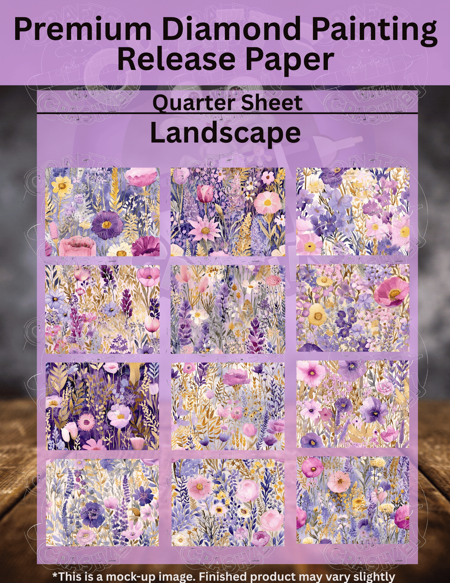 Periwinkle Purple Floral Combo Pack Premium Release Paper for Diamond Painting