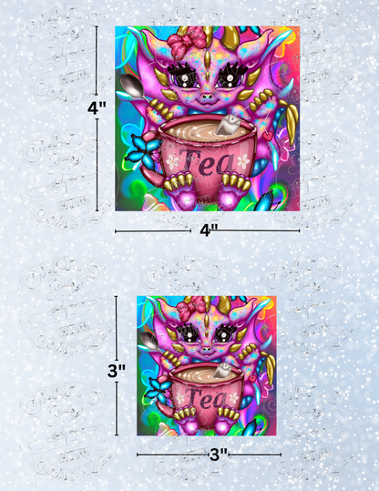 "Tea Time Dragons" by Emma Casey Decorative Diamond Painting Release Papers