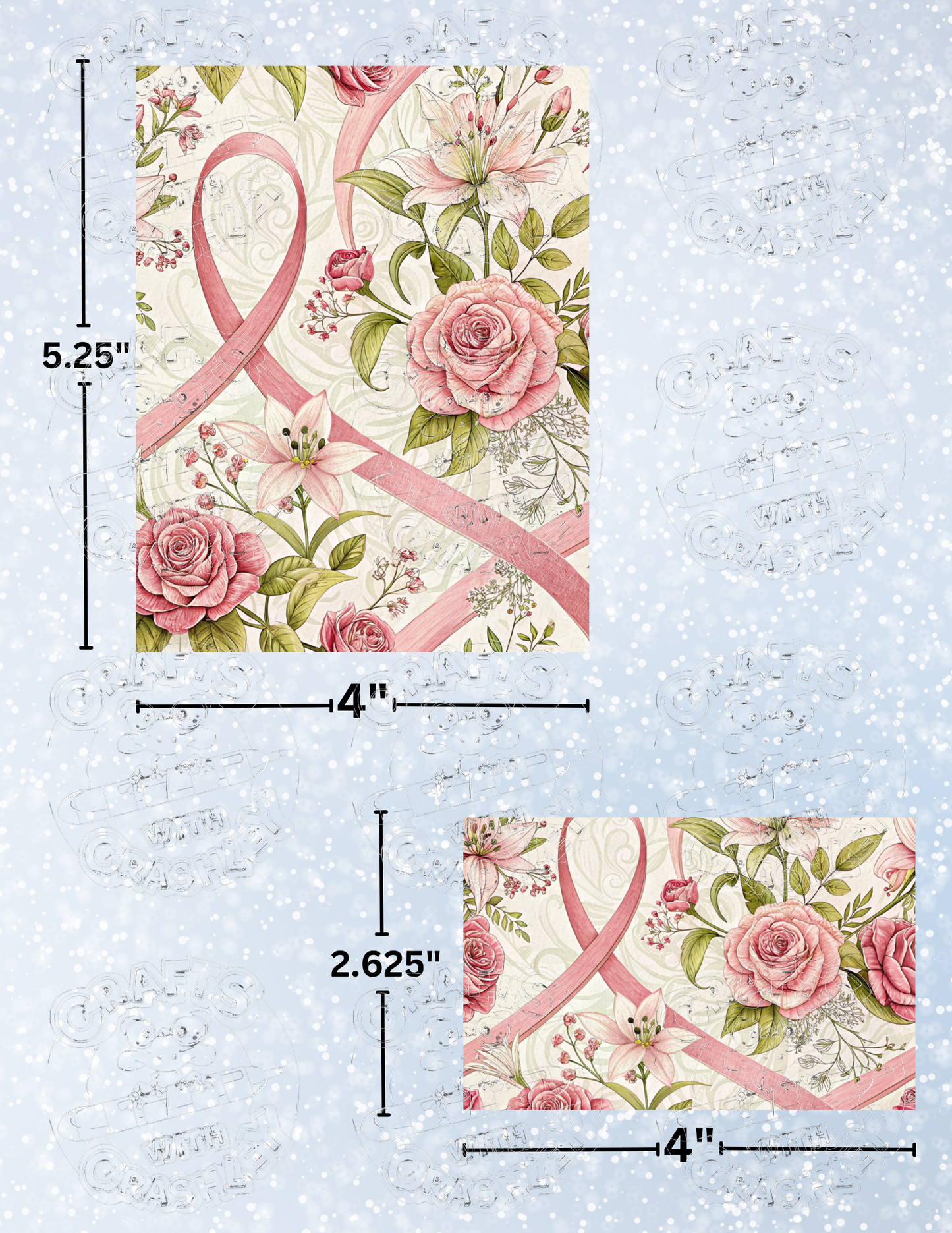 "Breast Cancer Ribbon" Premium Decorative Release Papers for Diamond Painting
