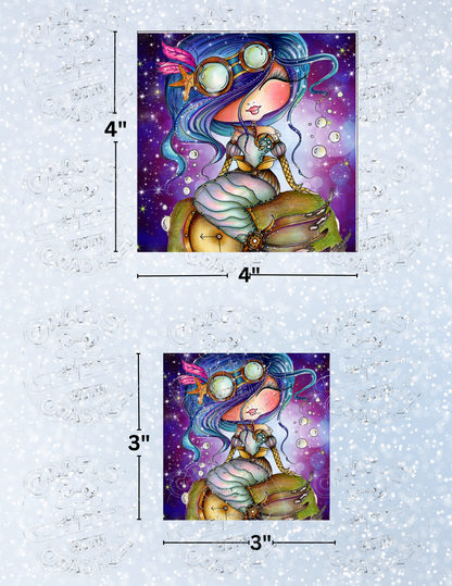 "SteamPunk Purple Seas Mermaid" by ©Sherri Baldy Decorative Diamond Painting Release Papers