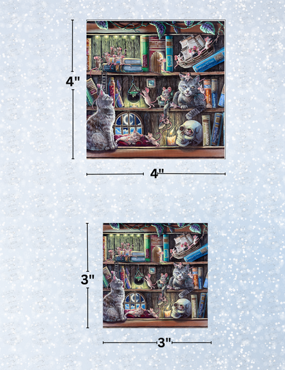 "Cat & Mouse Library" by ©Dakota Daetwiler Decorative Diamond Painting Release Papers