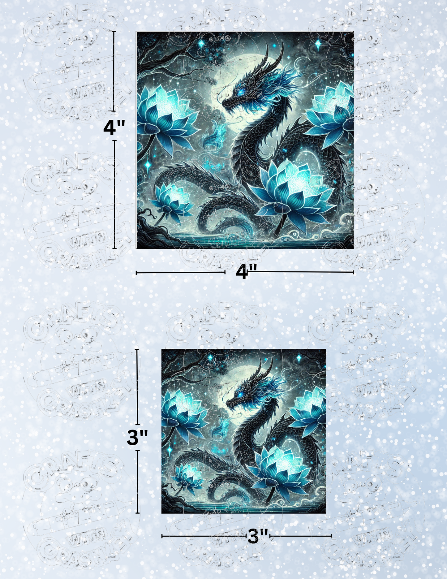"Dragon Lotus" Premium Decorative Release Papers for Diamond Painting