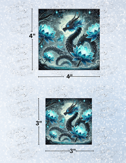 "Dragon Lotus" Premium Decorative Release Papers for Diamond Painting