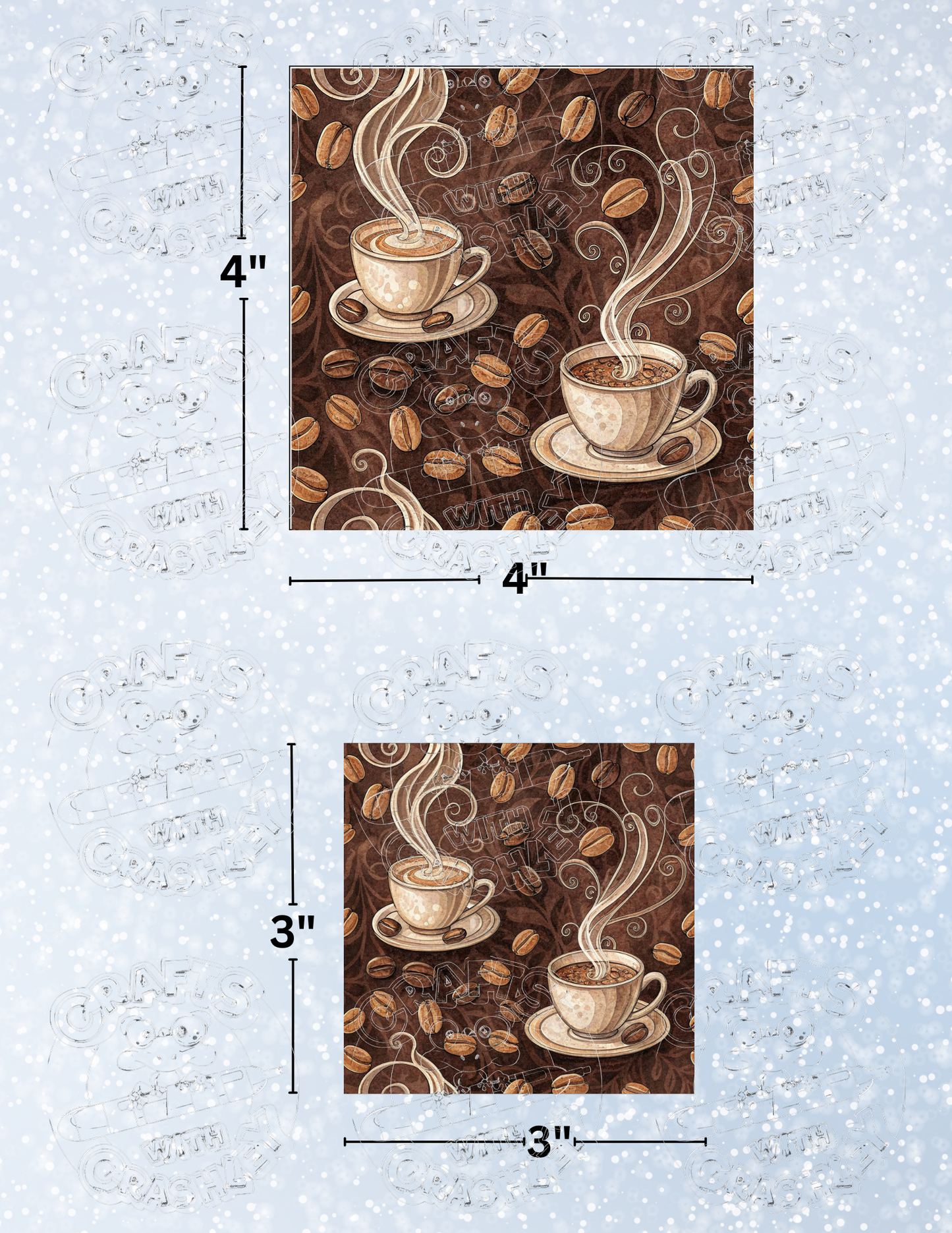 "Steamy Coffee" Premium Decorative Release Papers for Diamond Painting