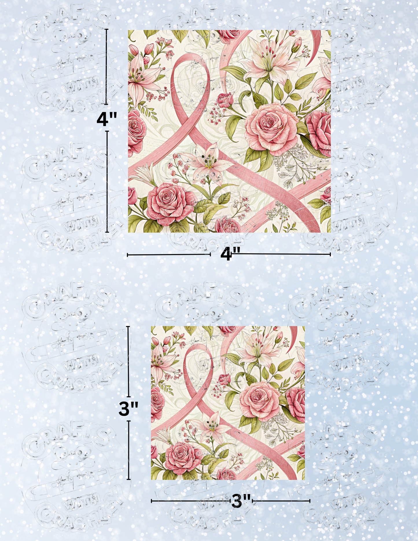 "Breast Cancer Ribbon" Premium Decorative Release Papers for Diamond Painting