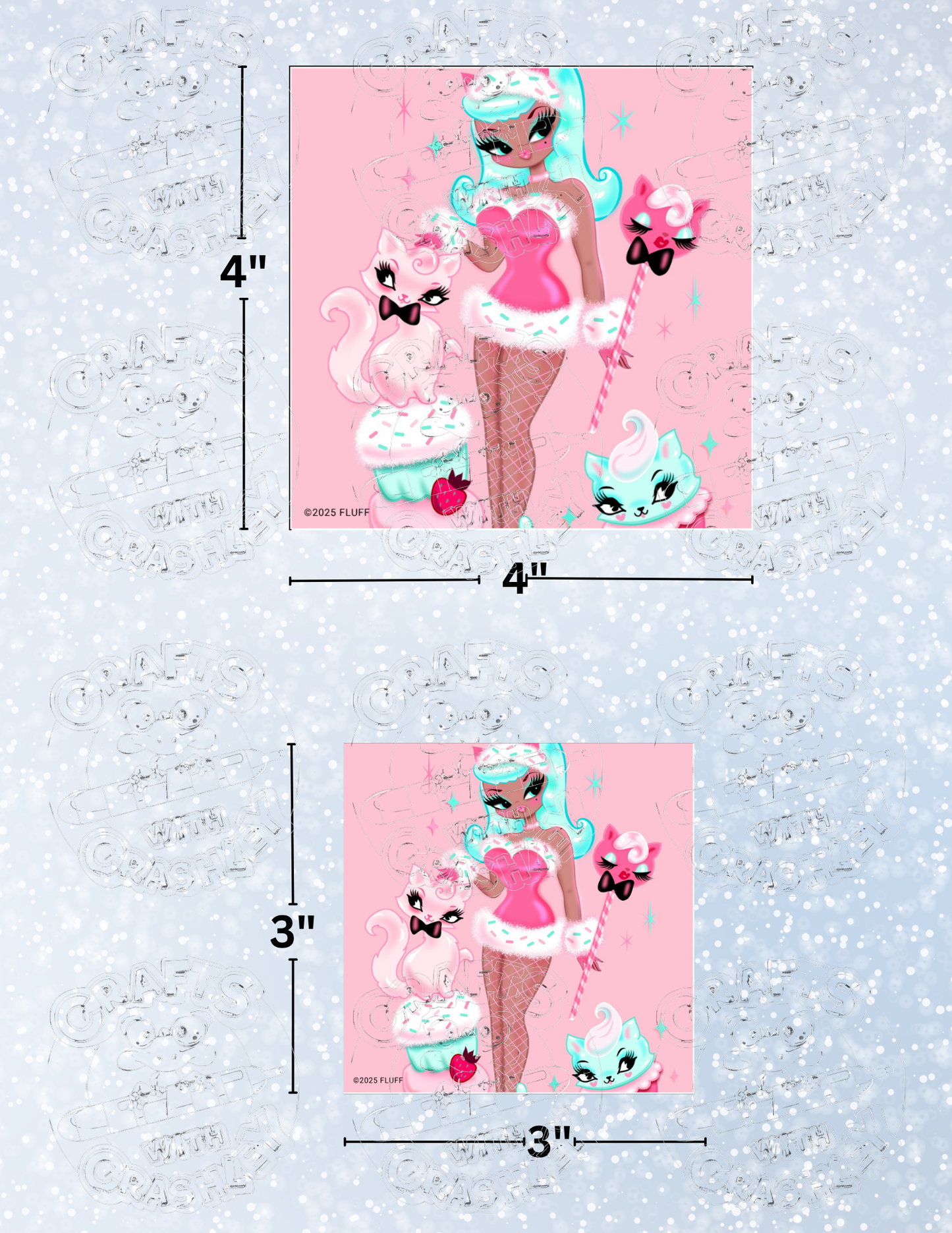 "Cupcake Doll with Kitty" by ©Miss Fluff Premium Decorative Release Papers for Diamond Painting