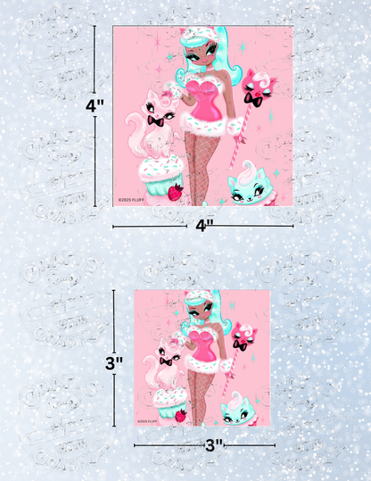 "Cupcake Doll with Kitty" by ©Miss Fluff Premium Decorative Release Papers for Diamond Painting