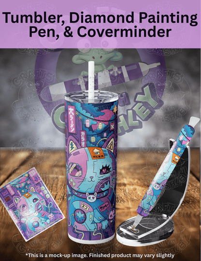 "Lucky Cat Cyber Punk" by ©Jeremiah Ketner Premium Accessories for Diamond Painting