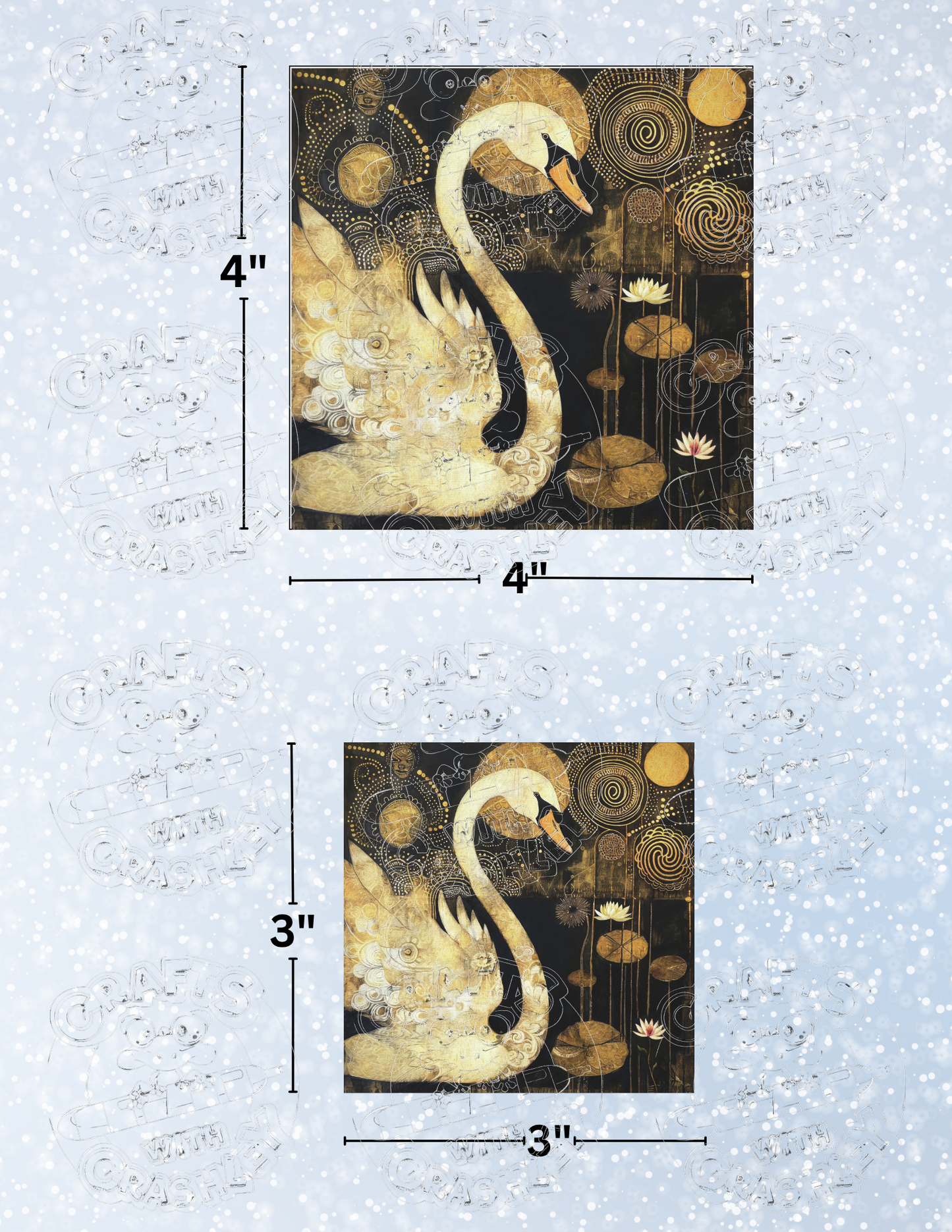 "Swan and Lotus Flowers" by ©Peggy Collins Premium Decorative Release Papers for Diamond Painting